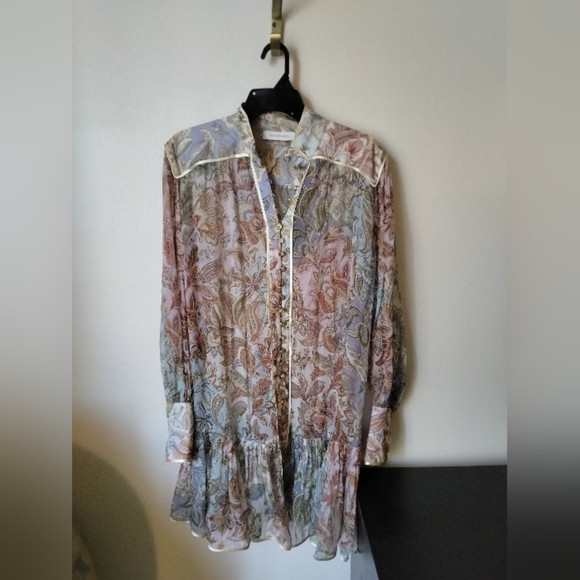 Zimmermann Silk long sleeve Lucky Bound floral mini dress size 10 Bohemian - Picture 2 of 7